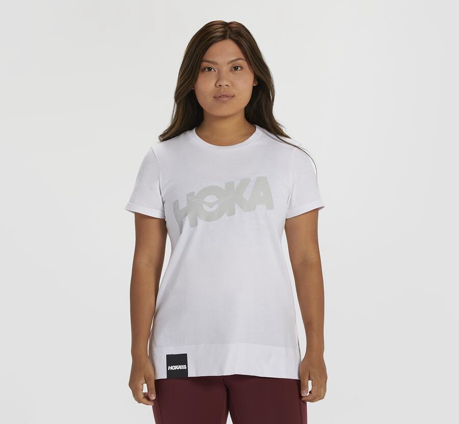 Hoka One One Tee Womens White - Brand - 49736ZFQL